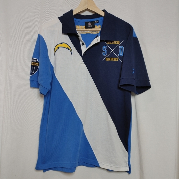 San Diego LA Chargers Football Rugby Style Klew NFL Blue Golf Polo Shirt Large L - Picture 2 of 9